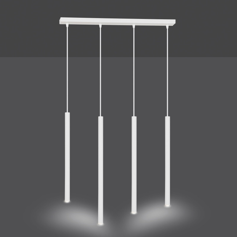 Plafonnier Design  Selter Métal 4 lampes Tubes Blanches Style Minimaliste 