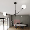 Plafonnier Design Hunter Métal 2 lampes Boules Blanches Style Chic 