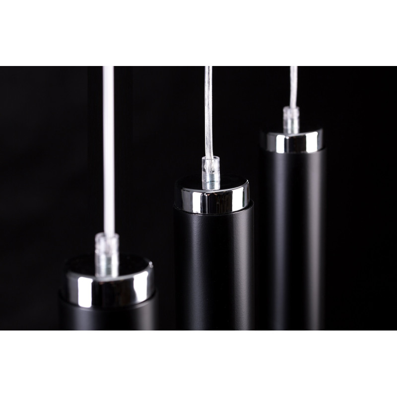 Suspension Design Luna Métal 2 lampes Tubes Noires Style Industriel 