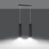 Suspension Design Luna Métal 2 lampes Tubes Noires Style Industriel 