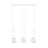 Suspension Design Glam Métal 3 lampes Boules Filiformes Blanches Style Chic 