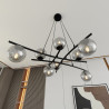 Suspension Design Essa Métal 8 lampes Boules Déportées Argentées Style Moderne 