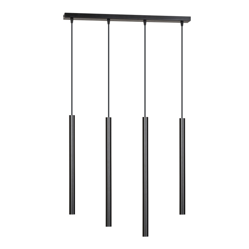 Plafonnier Design  Selter Métal 4 lampes Tubes Noires Style Minimaliste 