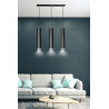 Suspension Design  Kibo Métal 3 lampes Tubes Noires et CHROME Style Moderne 