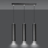 Suspension Design  Kibo Métal 3 lampes Tubes Noires et CHROME Style Moderne 