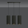 Suspension Design Bente Tissu 3 lampes Tubes Noireses Style Chic 