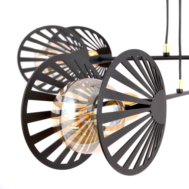 Suspension Design Playa Métal 4 lampes Palmier Noires Style Moderne 