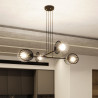 Suspension Design Playa Métal 4 lampes Palmier Noires Style Moderne 