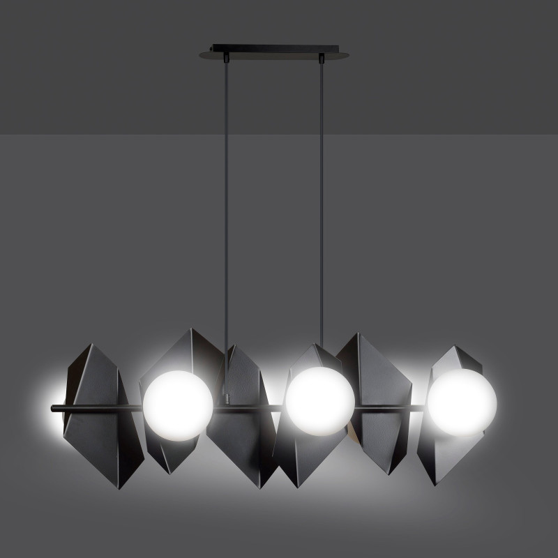 Suspension Design  Drifton Métal 6 lampes Boules Géométriques Blanches Style Moderne 