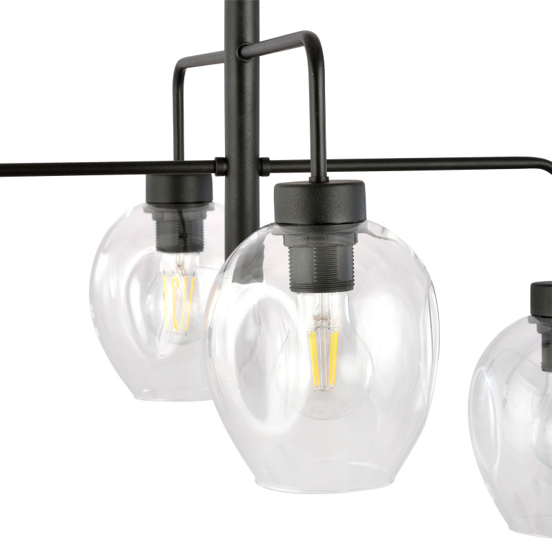 Suspension Design Lukka Métal 4 lampes Déportées Transparentes Style Minimaliste 