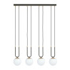 Suspension Design Glam Métal 4 lampes Boules Filiformes Blanches Style Chic 