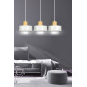 Suspension Design  Torin Métal et Bois 3 lampes Cylindres Blanches Style Minimaliste 