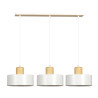 Suspension Design  Torin Métal et Bois 3 lampes Cylindres Blanches Style Minimaliste 