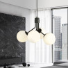 Suspension Design Nova Métal 4 lampes Boules Blanches Style Chic 