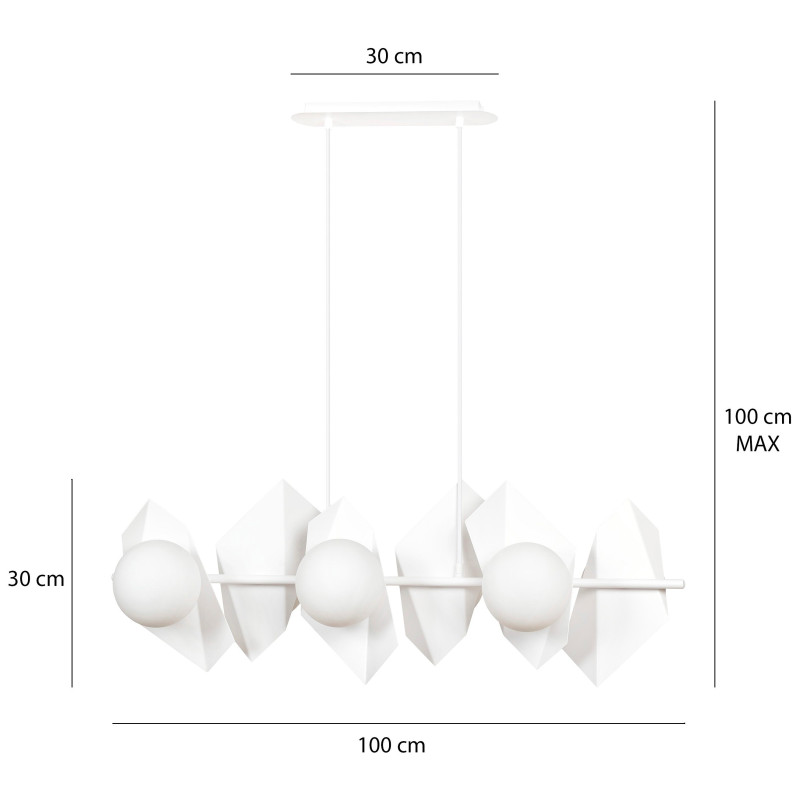 Suspension Design  Drifton Métal 6 lampes Boules Géométriques Blanches Style Moderne 