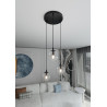 Suspension Design  Cosmo Métal 3 lampes Boules Transparentes Style Chic 