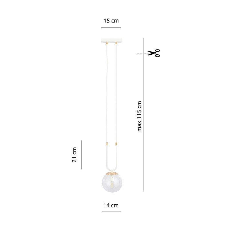 Suspension Design Glam Métal une Lampe Boule Suspendue Blanc Style Chic 