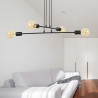 Suspension Design Multipo Métal  4 lampes Boules Noires Style Chic 