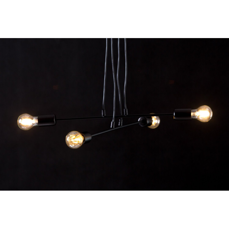 Suspension Design Multipo Métal  4 lampes Boules Noires Style Chic 