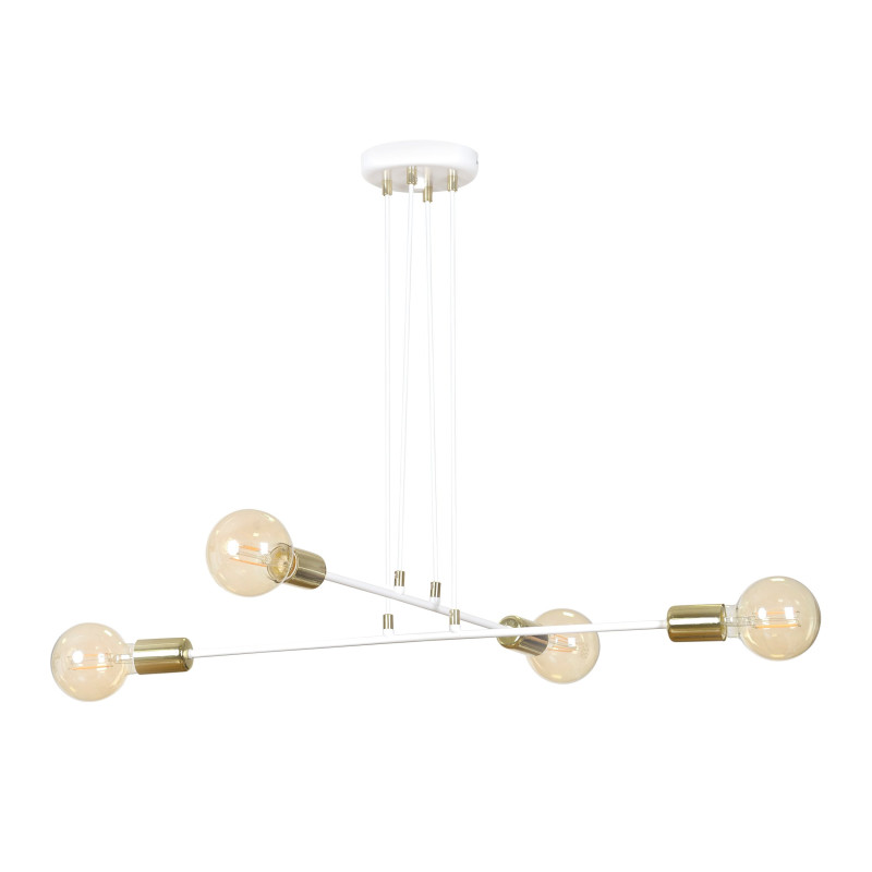 Suspension Design Vesio Métal 4 lampes Boules Blanches Style Minimaliste 