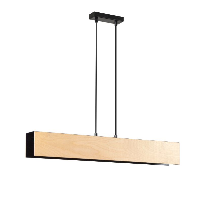 Suspension Design Carlo Métal et Contreplaqué 3 lampes Rectangles Noires Style Scandinave 