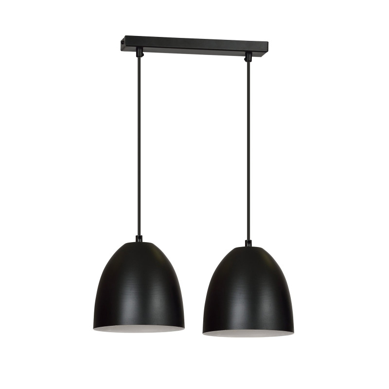 Suspension Design Ystad Métal 2 lampes Cloches Noires et Blanches Style Moderne