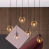 Suspension Design  Cosmo Métal 6 lampes Boules Ambrées Style Chic 