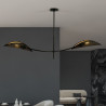 Plafonnier Design Lotus Métal 2 lampes Feuilles Noires et Dorées Style Ethnique 