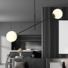 Suspension Design Linear Métal et Verre 2 lampes Boules Blanches Style Chic 