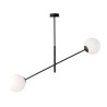 Suspension Design Linear Métal et Verre 2 lampes Boules Blanches Style Chic 