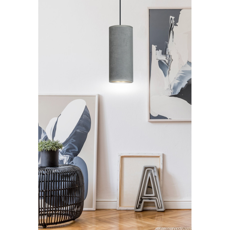 Suspension Design Bente Tissu une Lampe Tube Grise Style Vintage 