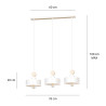 Suspension Design  Tuniso Métal et Bois 3 lampes Blanches Style Scandinave 