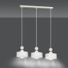 Suspension Design  Tuniso Métal et Bois 3 lampes Blanches Style Scandinave 