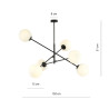 Suspension Design Linear Métal et Verre 6 lampes Boules Blanches Style Chic 