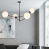 Plafonnier Design Hunter Métal 4 lampes Boules Blanches Style Chic 