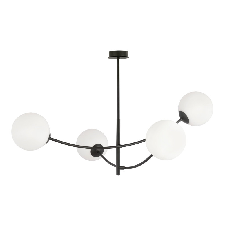 Plafonnier Design Hunter Métal 4 lampes Boules Blanches Style Chic 