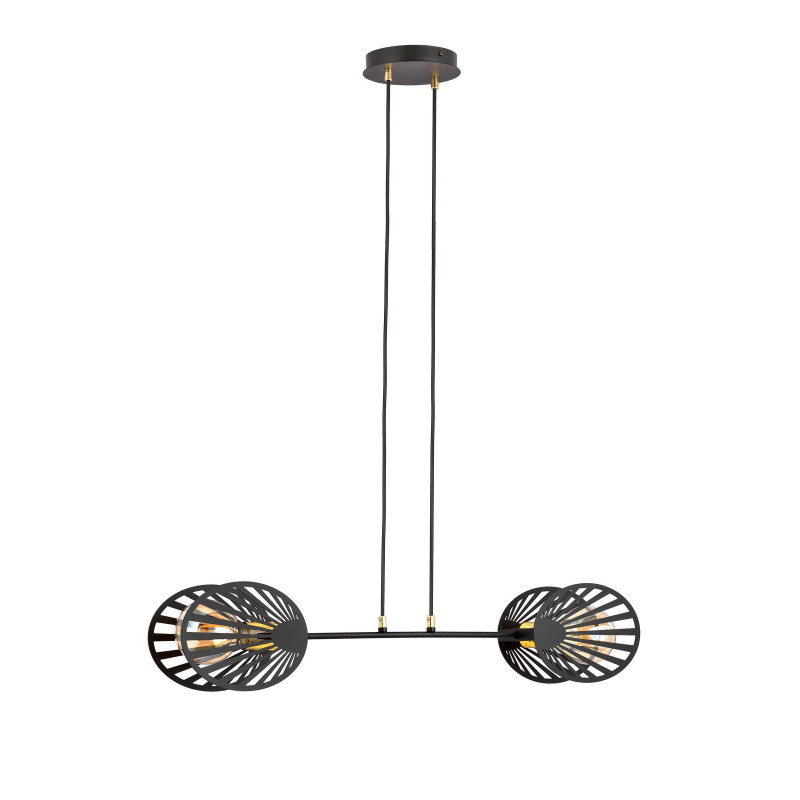 Suspension Design Playa Métal 2 lampes Palmier Noires Style Moderne 