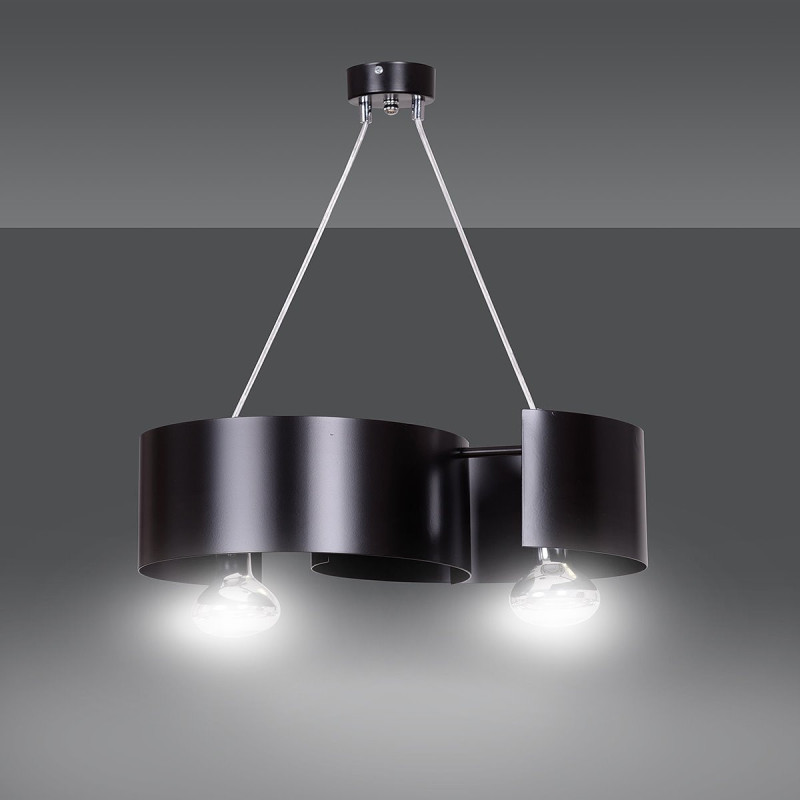 Suspension Design Vixon Métal 2 lampes Entrelacées Noires Style Moderne 