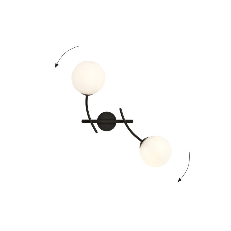 Applique Murale Design Hunter Métal 2 lampes Boules Blanches Style Chic 