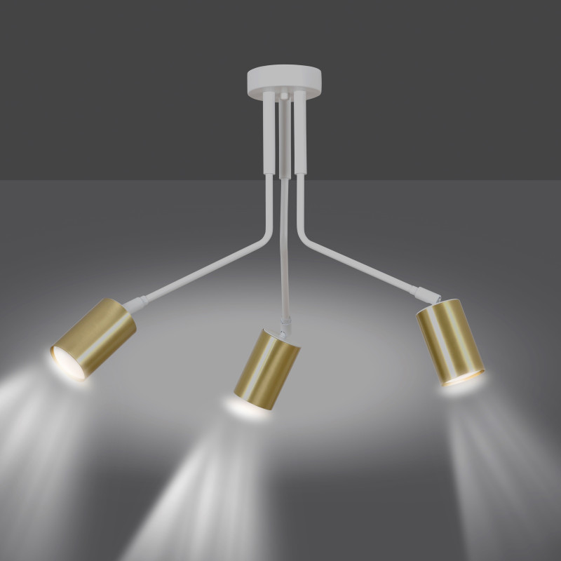 Plafonnier Design Verno Métal 3 lampes Tubes Blanches Style Minimaliste 