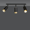 Plafonnier Design Hiro Métal 3 lampes Tubes Spots Noires et Dorées Style Moderne 