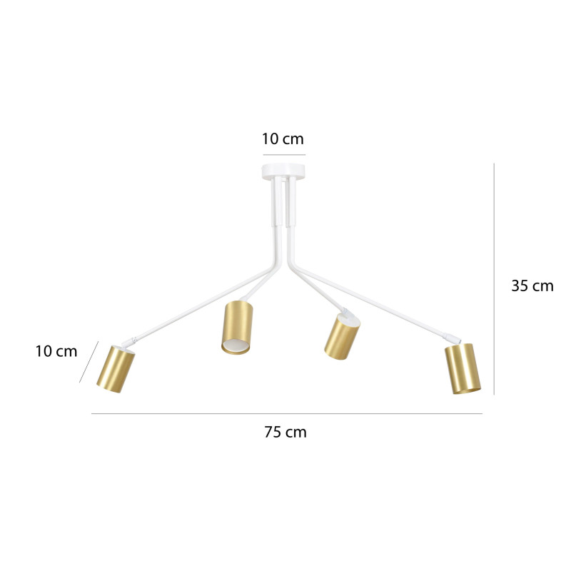 Plafonnier Design Verno Métal 4 lampes Tubes Blanches Style Minimaliste 