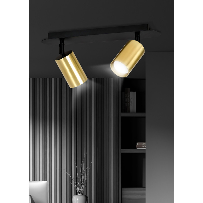 Plafonnier Design Zen Métal 2 lampes Tubes Noires Style Minimaliste 