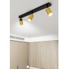 Plafonnier Design Zen Métal 3 lampes Tubes Noires Style Minimaliste 