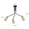 Plafonnier Design Verno Métal 3 lampes Tubes Noires Style Minimaliste 