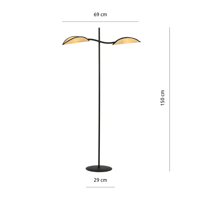 Lampe Sur Pied Design Lotus Métal 2 lampes Feuilles Marrons Style Ethnique 