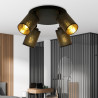 Plafonnier Design Bronx Métal 4 lampes Tubes Noires et Dorées Style Moderne 