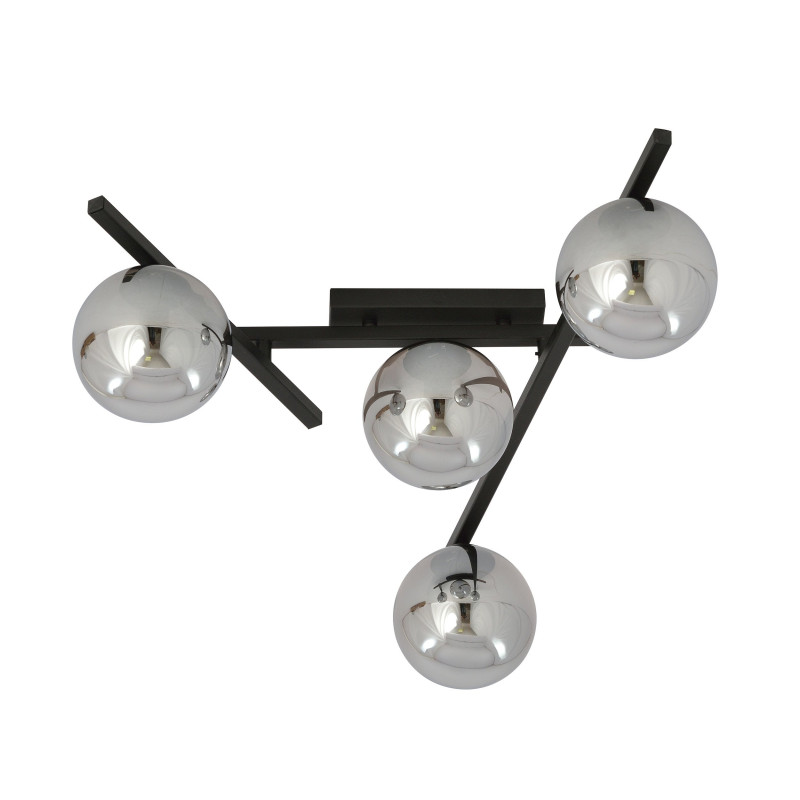 Plafonnier Design Smart Métal 4 lampes Boules Argentées Style Minimaliste 