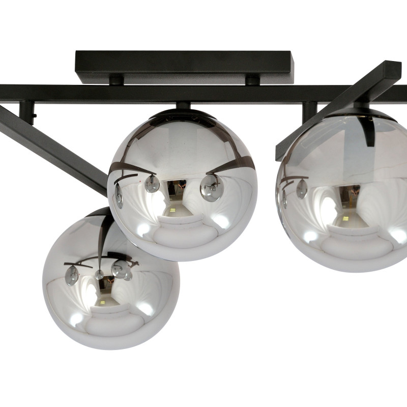 Plafonnier Design Smart Métal 4 lampes Boules Argentées Style Minimaliste 