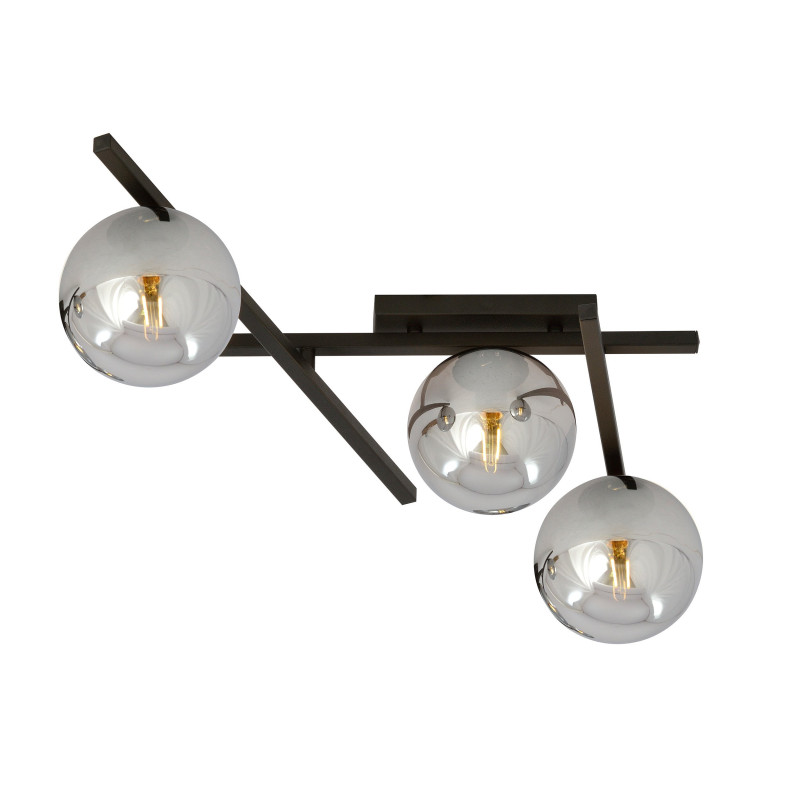 Plafonnier Design Smart Métal 3 lampes Boules Argentées Style Minimaliste 